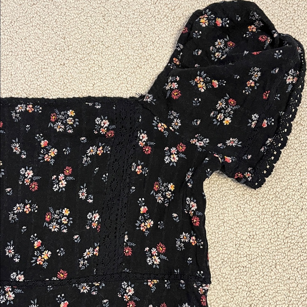 Women’s juniors American Eagle Floral Black Dress - Picture 3 of 6